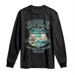 Route Highway 66 Chicago Santa Monica Vintage America Road Trip Long Sleeve Shirt TS14 Black Print Your Wear