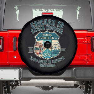 Route Highway 66 Chicago Santa Monica Vintage America Road Trip Spare Tire Cover TS14 Black Print Your Wear