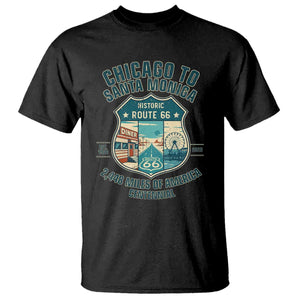 Route Highway 66 Chicago Santa Monica Vintage America Road Trip T Shirt TS14 Black Print Your Wear