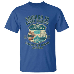 Route Highway 66 Chicago Santa Monica Vintage America Road Trip T Shirt TS14 Royal Blue Print Your Wear