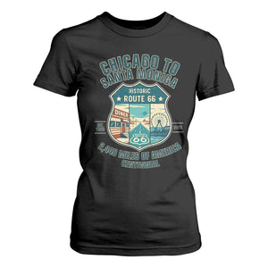 Route Highway 66 Chicago Santa Monica Vintage America Road Trip T Shirt For Women TS14 Black Print Your Wear