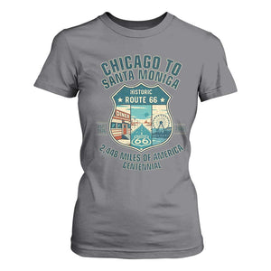 Route Highway 66 Chicago Santa Monica Vintage America Road Trip T Shirt For Women TS14 Charcoal Print Your Wear