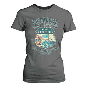 Route Highway 66 Chicago Santa Monica Vintage America Road Trip T Shirt For Women TS14 Dark Heather Print Your Wear