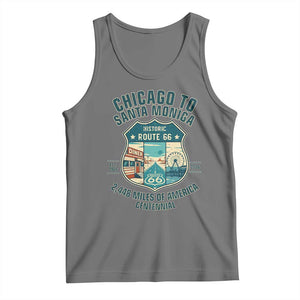 Route Highway 66 Chicago Santa Monica Vintage America Road Trip Tank Top TS14 Black Heather Print Your Wear