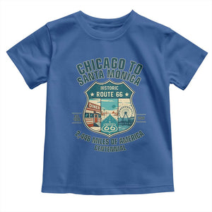 Route Highway 66 Chicago Santa Monica Vintage America Road Trip Toddler T Shirt TS14 Royal Blue Print Your Wear