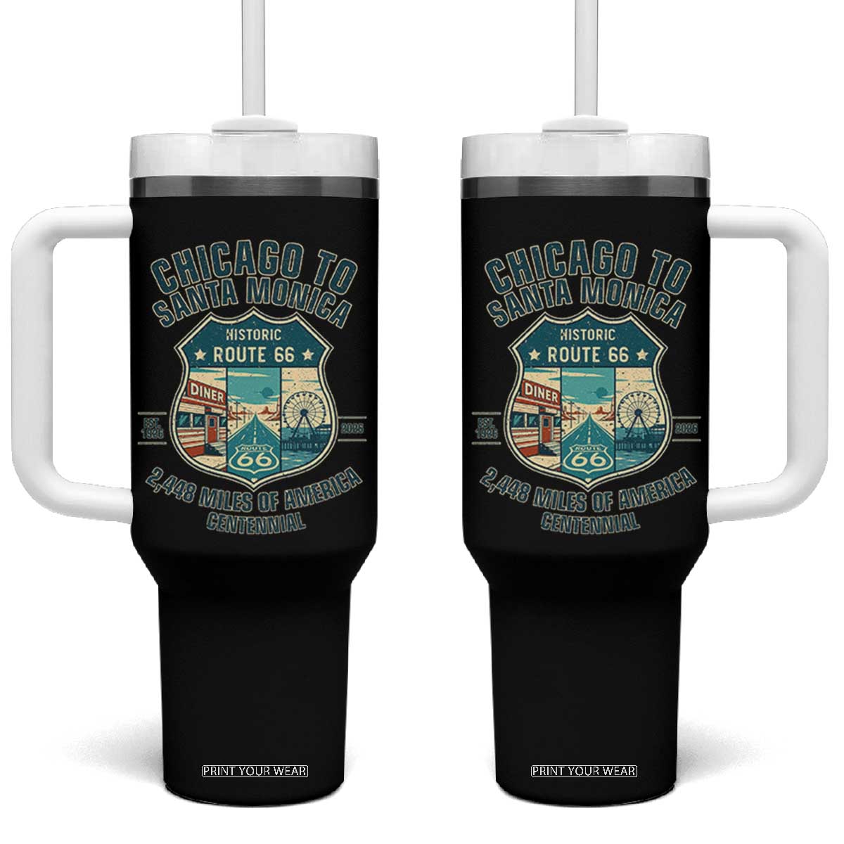 Route Highway 66 Chicago Santa Monica Vintage America Road Trip Tumbler With Handle