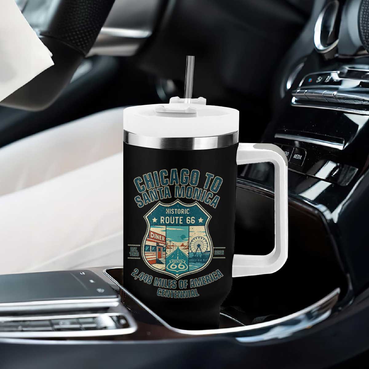 Route Highway 66 Chicago Santa Monica Vintage America Road Trip Tumbler With Handle