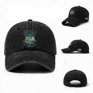 Route Highway 66 Chicago Santa Monica Vintage America Road Trip Washed Cotton Baseball Cap