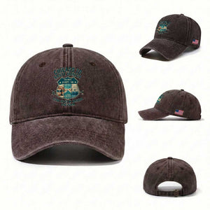 Route Highway 66 Chicago Santa Monica Vintage America Road Trip Washed Cotton Baseball Cap