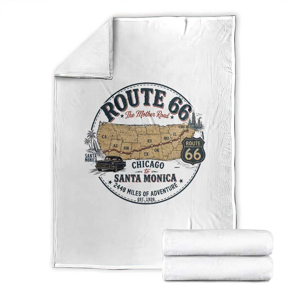 Route Highway 66 Map Chicago to Santa Monica Throw Blanket Vintage America Road Trip Americana
