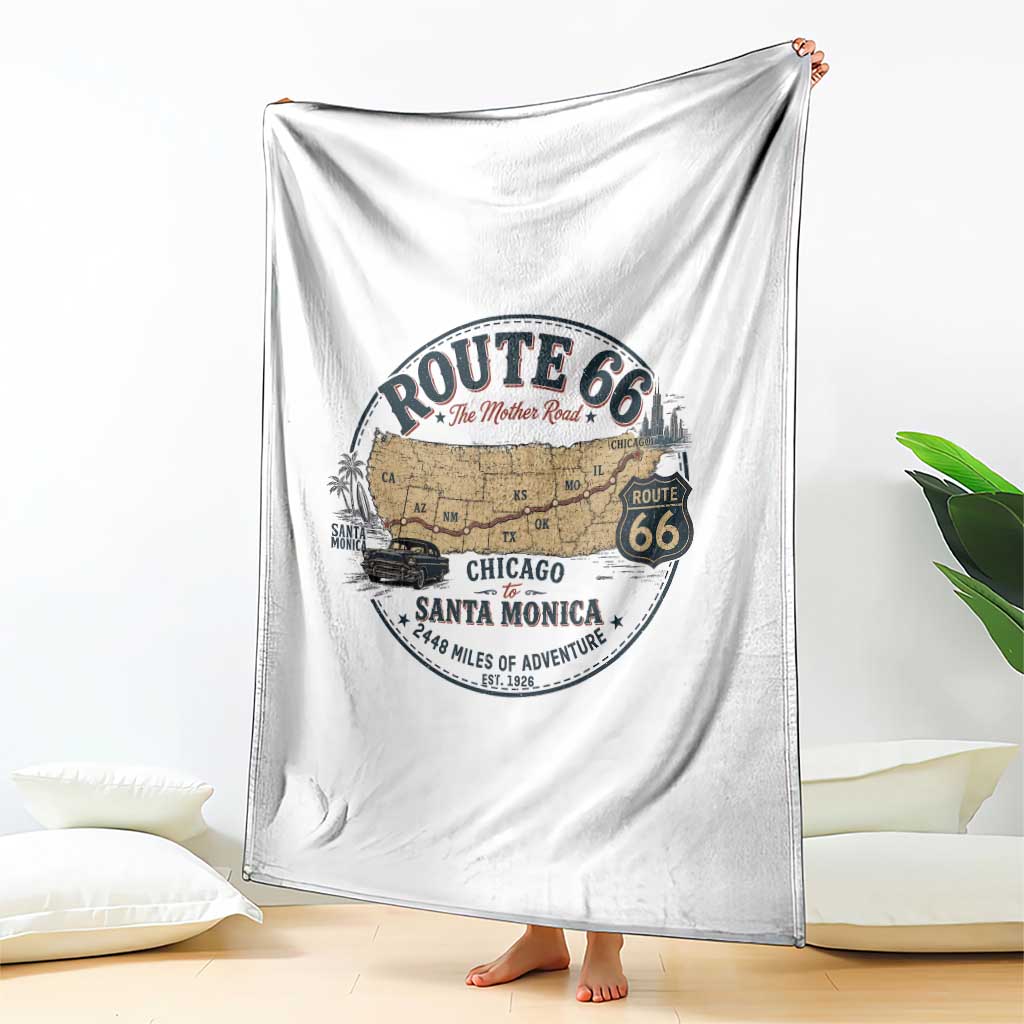 Route Highway 66 Map Chicago to Santa Monica Throw Blanket Vintage America Road Trip Americana