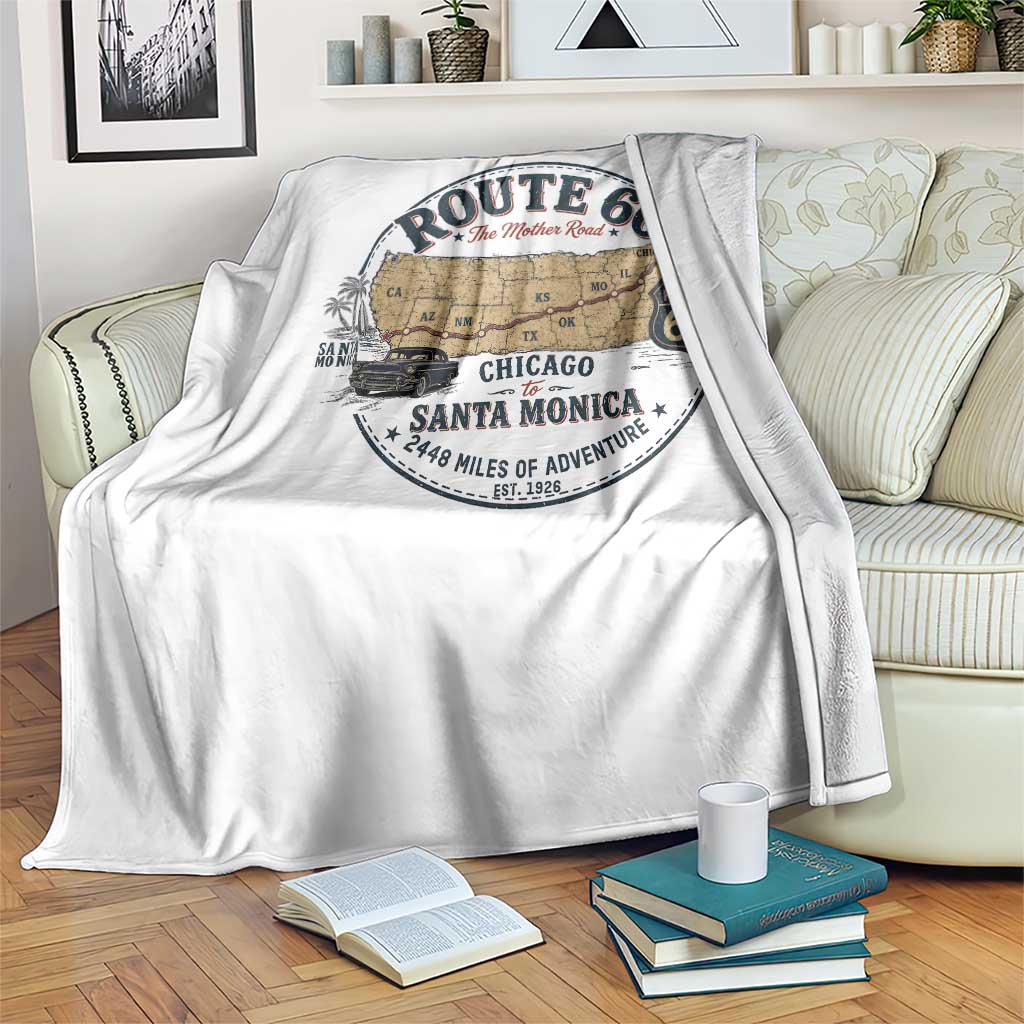 Route Highway 66 Map Chicago to Santa Monica Throw Blanket Vintage America Road Trip Americana