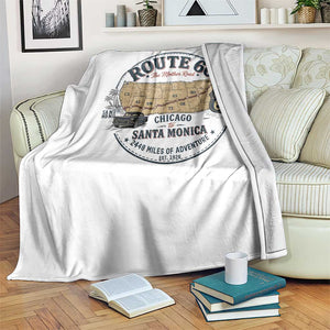 Route Highway 66 Map Chicago to Santa Monica Throw Blanket Vintage America Road Trip Americana