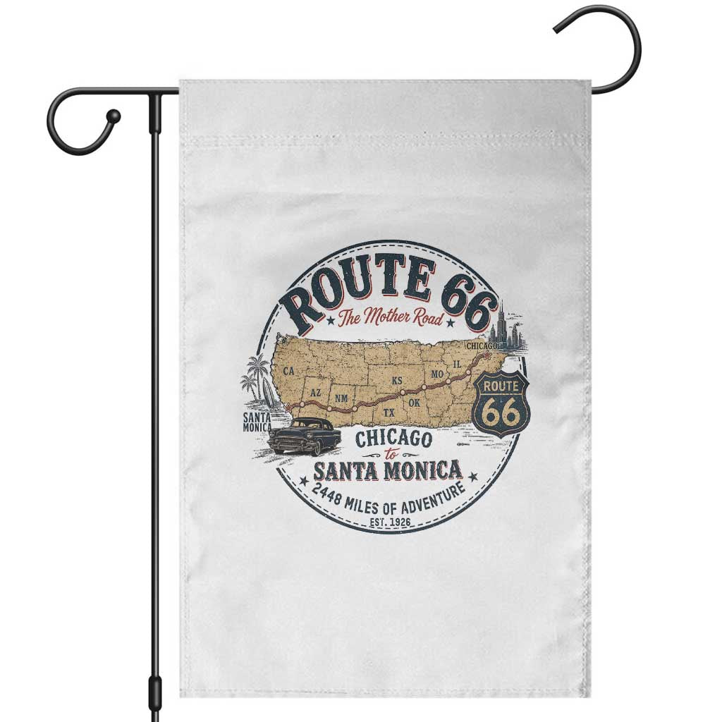 Route Highway 66 Map Chicago to Santa Monica Garden Flag Vintage America Road Trip Americana TS14 White Print Your Wear