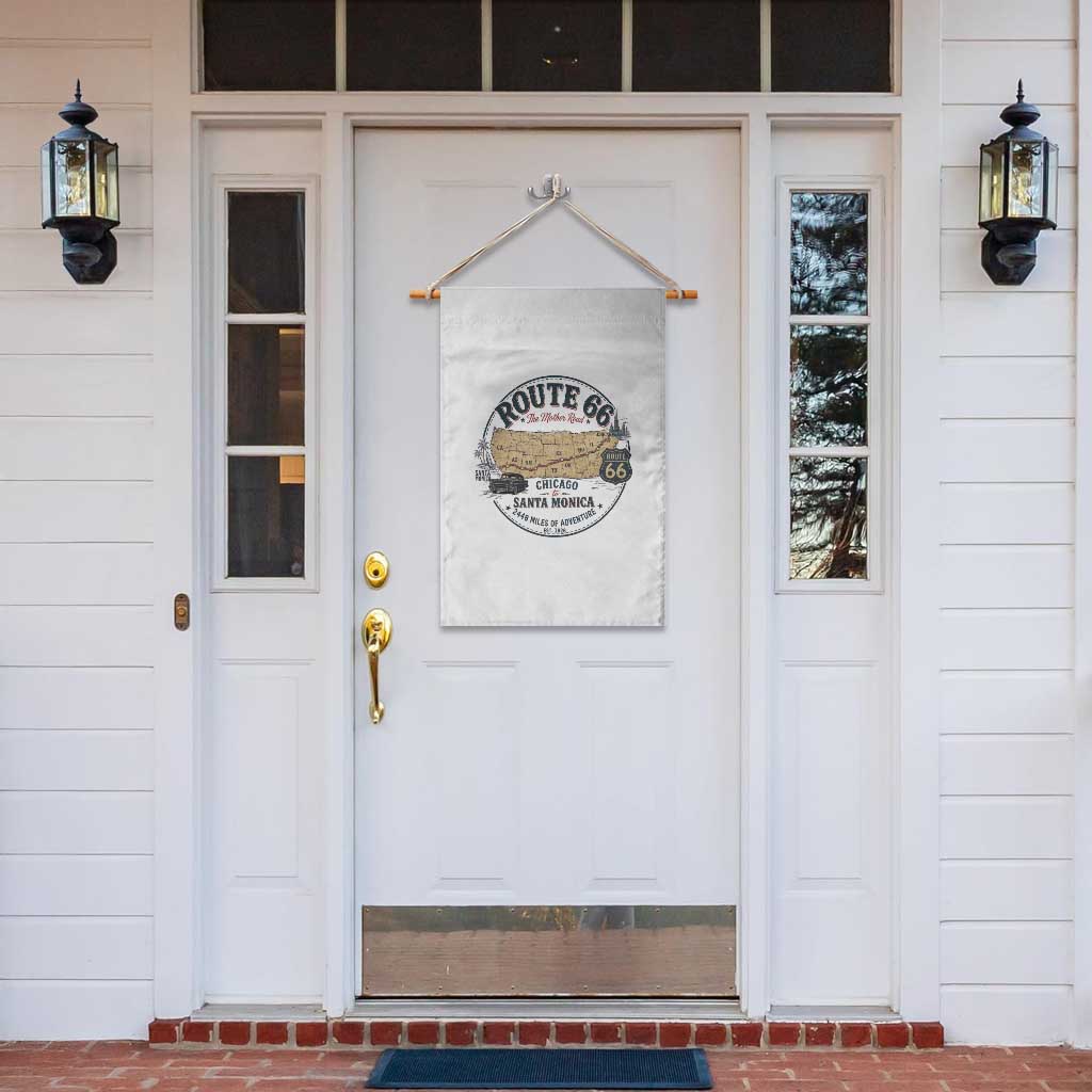 Route Highway 66 Map Chicago to Santa Monica Garden Flag Vintage America Road Trip Americana
