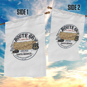 Route Highway 66 Map Chicago to Santa Monica Garden Flag Vintage America Road Trip Americana
