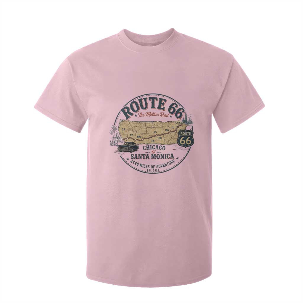 Route Highway 66 Map Chicago to Santa Monica T Shirt For Kid Vintage America Road Trip Americana