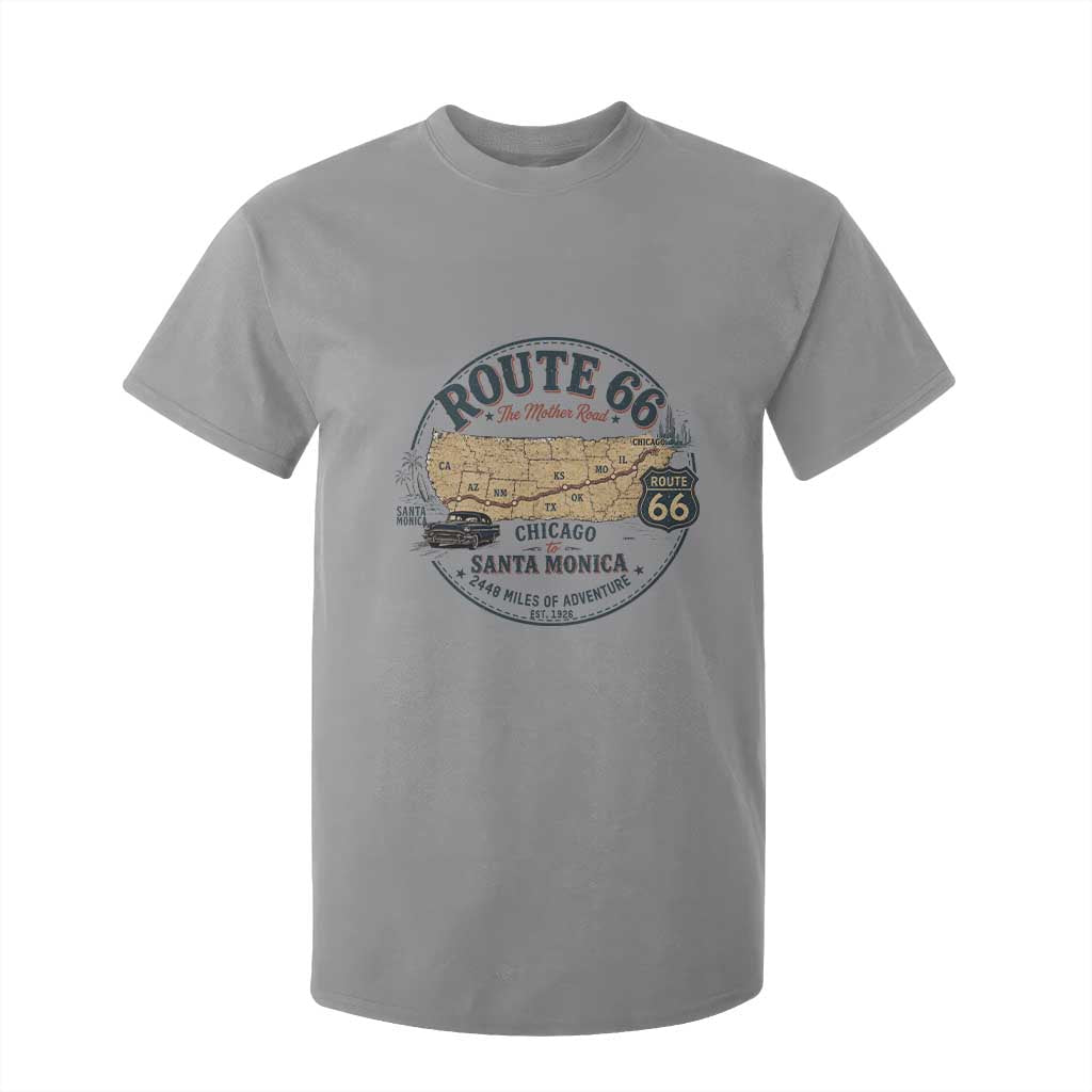 Route Highway 66 Map Chicago to Santa Monica T Shirt For Kid Vintage America Road Trip Americana