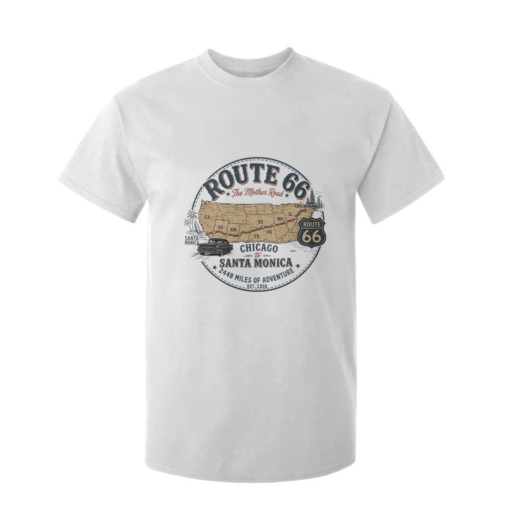 Route Highway 66 Map Chicago to Santa Monica T Shirt For Kid Vintage America Road Trip Americana
