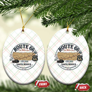Route Highway 66 Map Chicago to Santa Monica Ceramic Ornament Vintage America Road Trip Americana