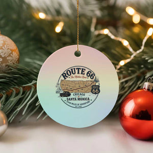 Route Highway 66 Map Chicago to Santa Monica Ceramic Ornament Vintage America Road Trip Americana
