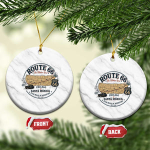 Route Highway 66 Map Chicago to Santa Monica Ceramic Ornament Vintage America Road Trip Americana