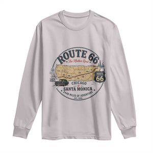 Route Highway 66 Map Chicago to Santa Monica Long Sleeve Shirt Vintage America Road Trip Americana