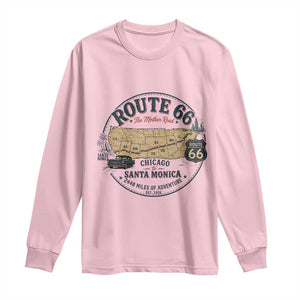 Route Highway 66 Map Chicago to Santa Monica Long Sleeve Shirt Vintage America Road Trip Americana