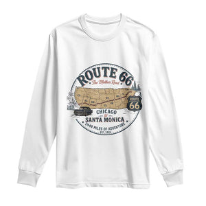 Route Highway 66 Map Chicago to Santa Monica Long Sleeve Shirt Vintage America Road Trip Americana