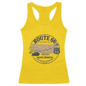 Route Highway 66 Map Chicago to Santa Monica Racerback Tank Top Vintage America Road Trip Americana
