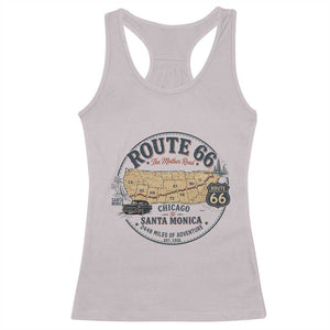 Route Highway 66 Map Chicago to Santa Monica Racerback Tank Top Vintage America Road Trip Americana