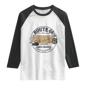 Route Highway 66 Map Chicago to Santa Monica Raglan Shirt Vintage America Road Trip Americana