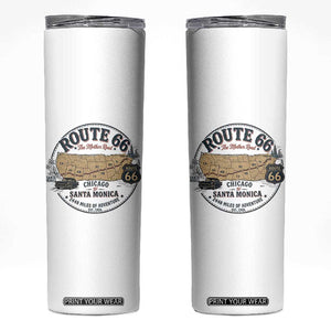 Route Highway 66 Map Chicago to Santa Monica Skinny Tumbler Vintage America Road Trip Americana