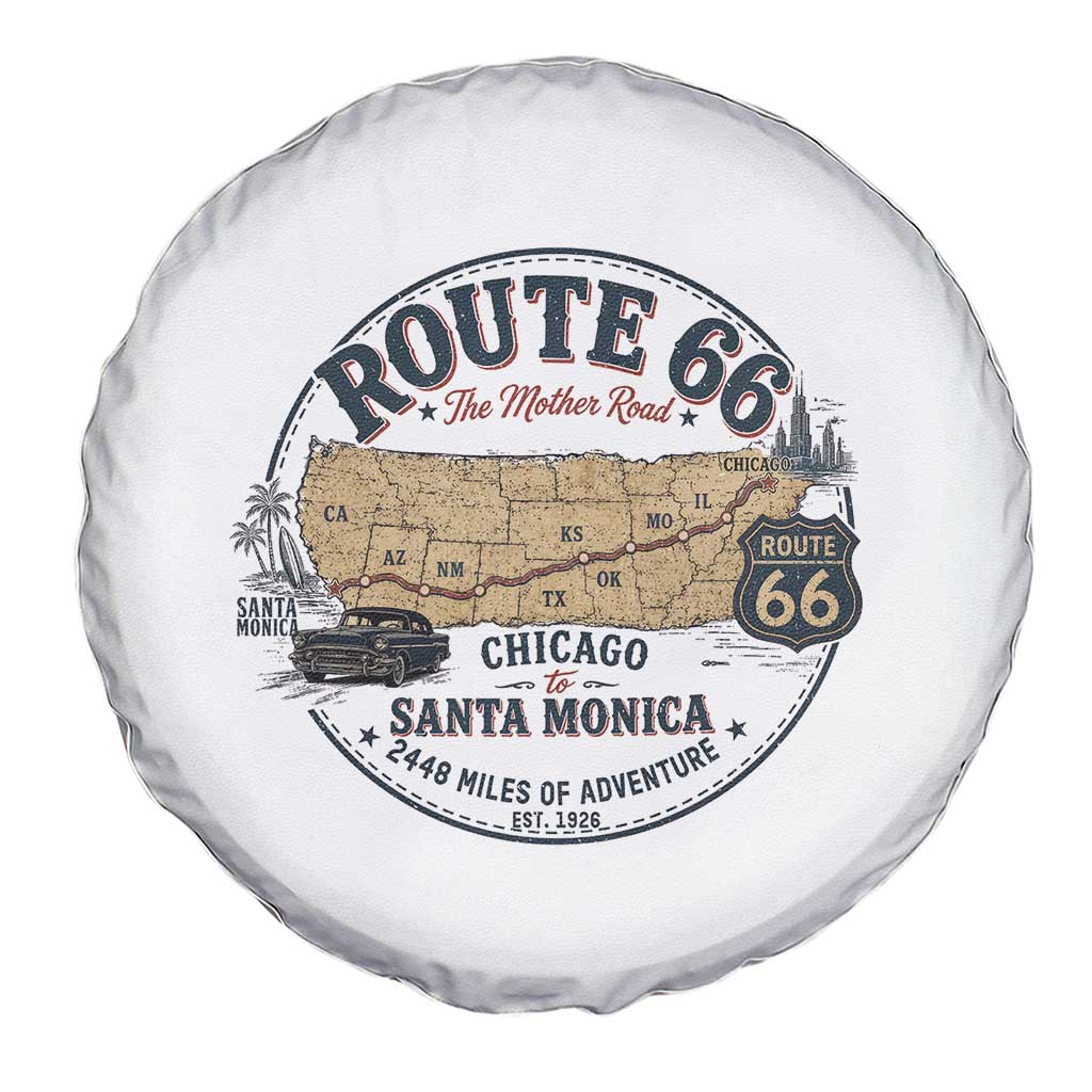 Route Highway 66 Map Chicago to Santa Monica Spare Tire Cover Vintage America Road Trip Americana TS14 Print Your Wear