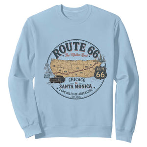 Route Highway 66 Map Chicago to Santa Monica Sweatshirt Vintage America Road Trip Americana