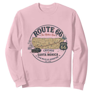 Route Highway 66 Map Chicago to Santa Monica Sweatshirt Vintage America Road Trip Americana