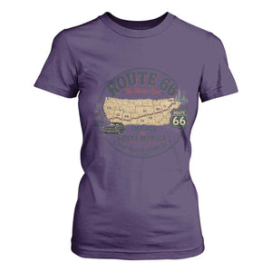 Route Highway 66 Map Chicago to Santa Monica T Shirt For Women Vintage America Road Trip Americana