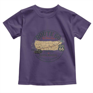 Route Highway 66 Map Chicago to Santa Monica Toddler T Shirt Vintage America Road Trip Americana
