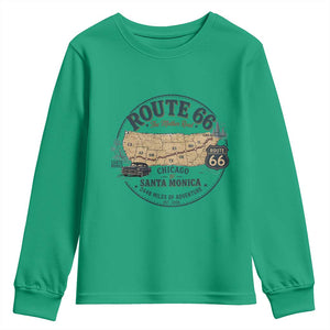 Route Highway 66 Map Chicago to Santa Monica Youth Sweatshirt Vintage America Road Trip Americana