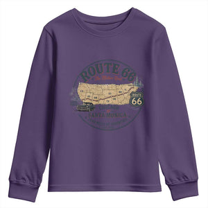 Route Highway 66 Map Chicago to Santa Monica Youth Sweatshirt Vintage America Road Trip Americana