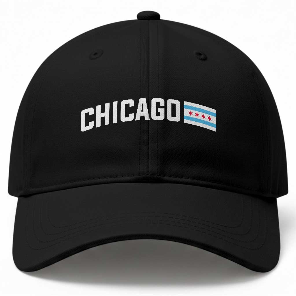 Sweet Chicago Flag Red Six Pointed Stars Baseball Cap TS14 Print Your Wear