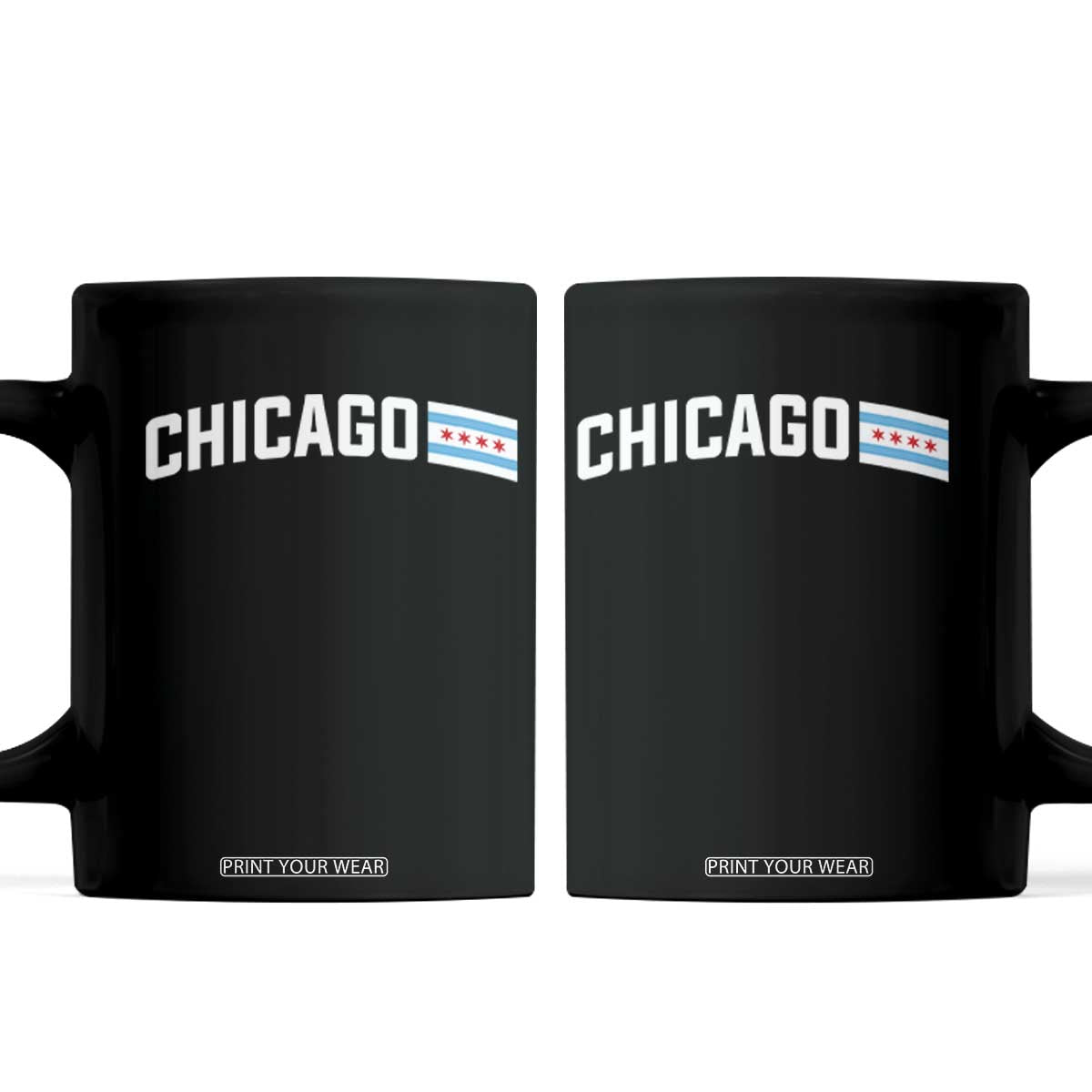 Sweet Chicago Flag Red Six Pointed Stars Coffee Mug TS14 Black Print Your Wear