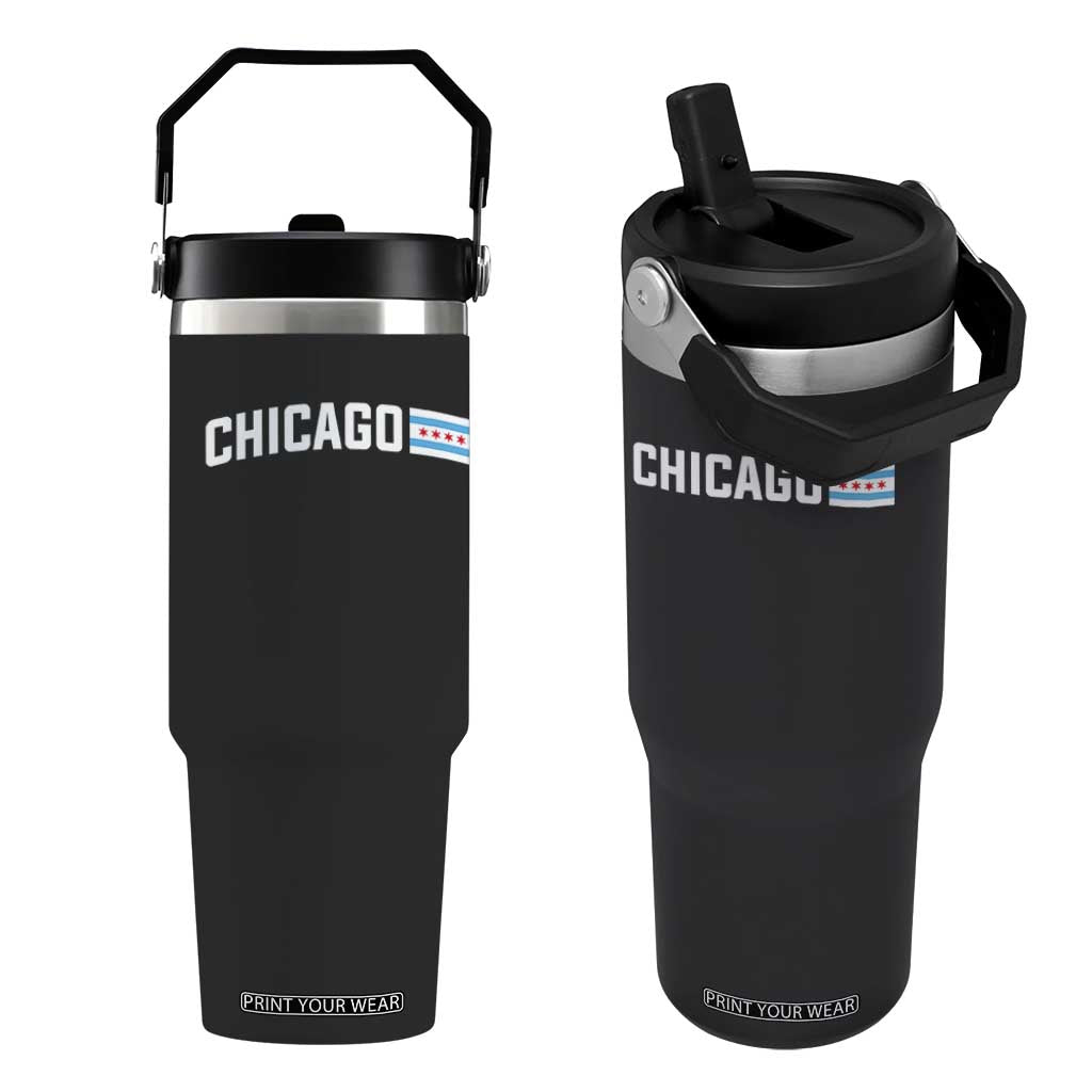 Sweet Chicago Flag Red Six Pointed Stars Flip Straw Tumbler TS14 One Size: 30 oz Black Print Your Wear