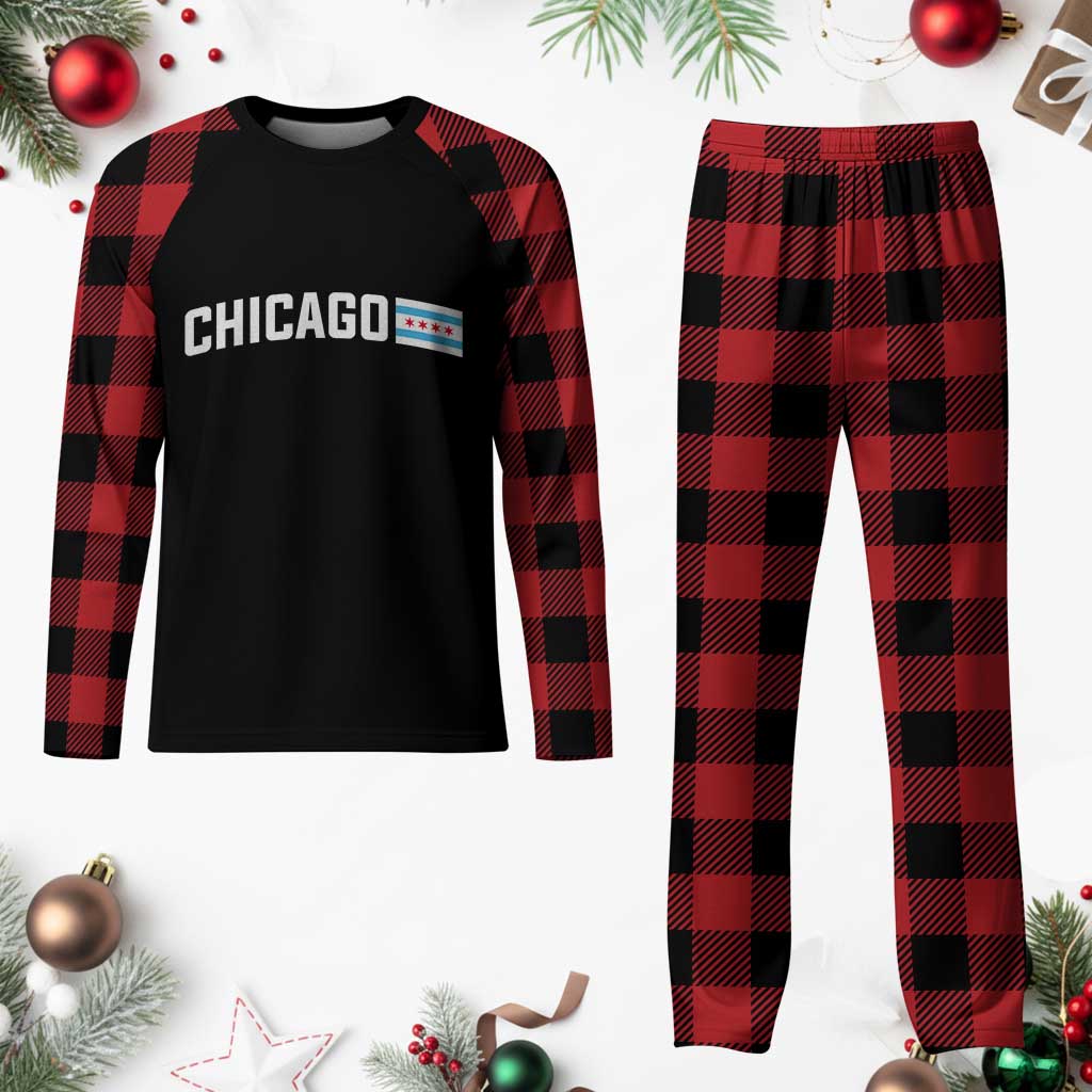Sweet Chicago Flag Red Six Pointed Stars Plaid Pajama Set TS14 Buffalo Plaid Print Your Wear