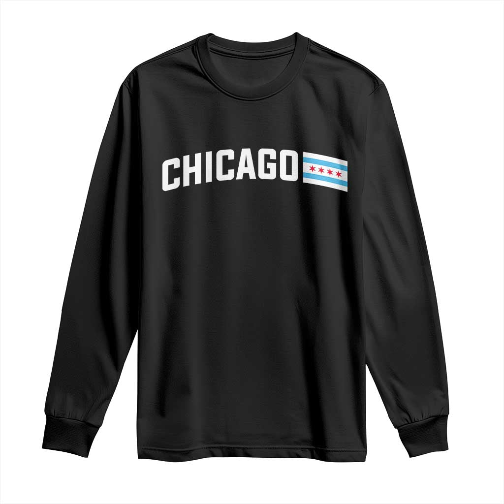 Sweet Chicago Flag Red Six Pointed Stars Long Sleeve Shirt TS14 Black Print Your Wear