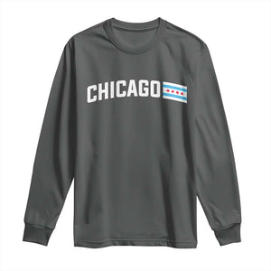 Sweet Chicago Flag Red Six Pointed Stars Long Sleeve Shirt TS14 Dark Heather Print Your Wear