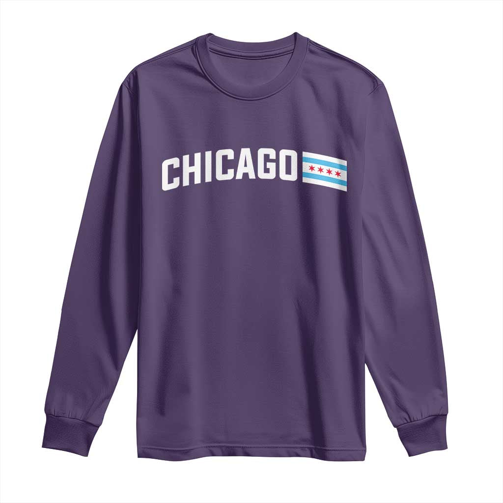 Sweet Chicago Flag Red Six Pointed Stars Long Sleeve Shirt TS14 Purple Print Your Wear