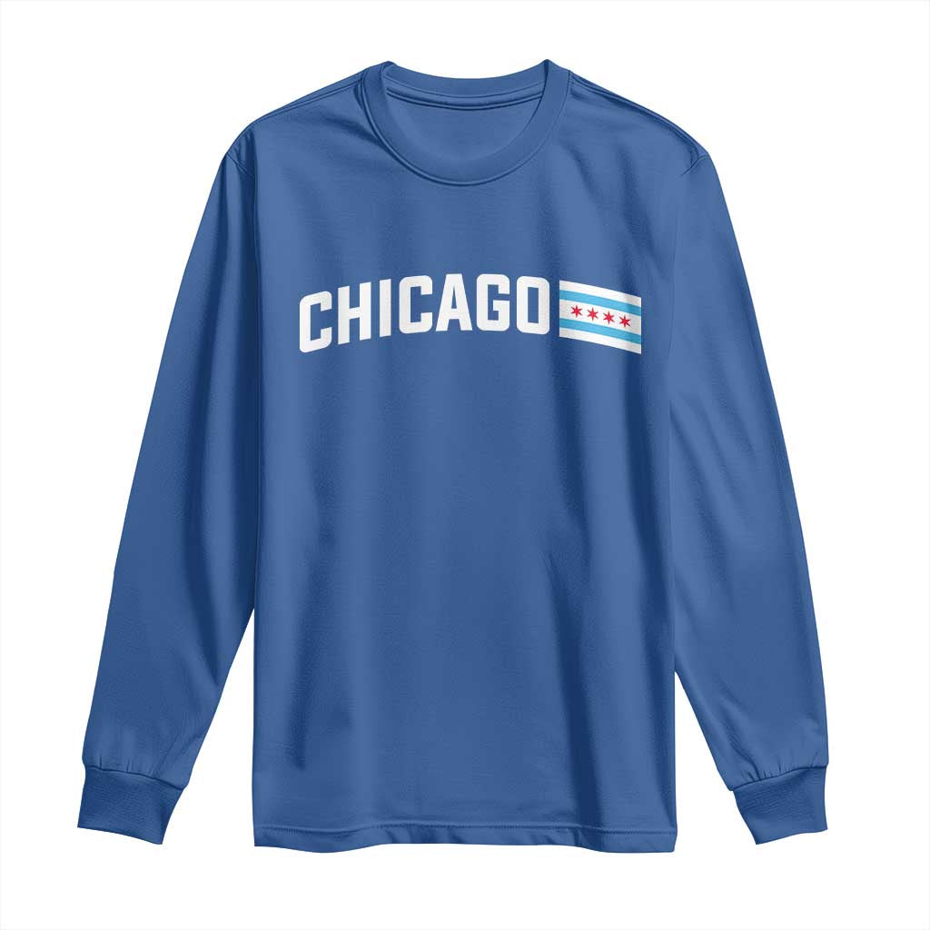 Sweet Chicago Flag Red Six Pointed Stars Long Sleeve Shirt TS14 Royal Blue Print Your Wear