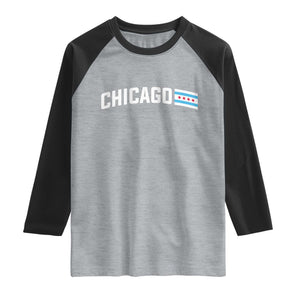 Sweet Chicago Flag Red Six Pointed Stars Raglan Shirt TS14 Heather Gray Black Print Your Wear