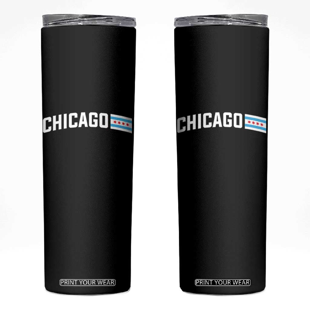 Sweet Chicago Flag Red Six Pointed Stars Skinny Tumbler TS14 Black Print Your Wear